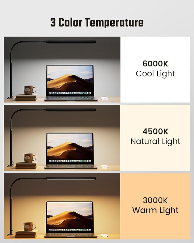 SUPERDANNY Eye-Caring LED Desk Lamp 360° Flexible Gooseneck Work Lamp - Image 5