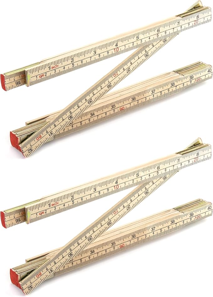 QWORK Folding Wood Rule, 2 Pack, 6FT 6 Inch Foldable Ruler by QWORK