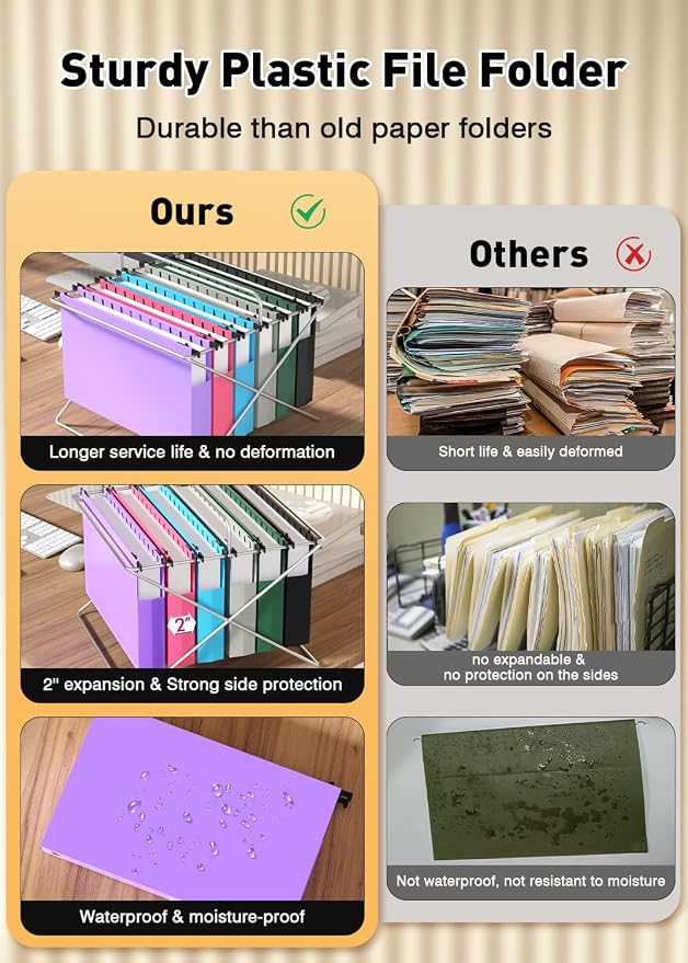 SHUTEX Extra Capacity Legal Size Hanging File Folders, 12 Pack Reinforced - Image 3
