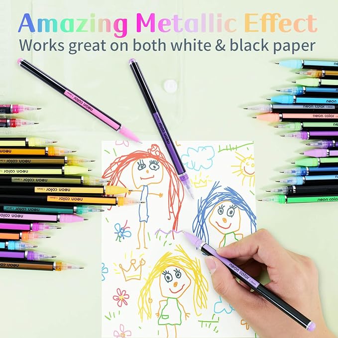 Colored Gel Pens Set for Coloring, 36 Colors Glitter Gel Pens, Fine Point Gel - Image 4