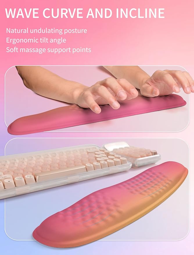 Hokafenle 2in1 Combination, Wave Keyboard Wrist Rest and Ergonomic Curvature - Image 2