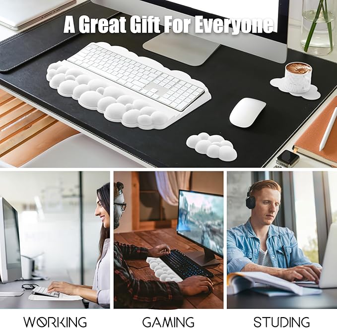 Ergonomic Wrist Rest for Keyboard and Mouse, Soft Memory Foam Cloud Keyboard - Image 8
