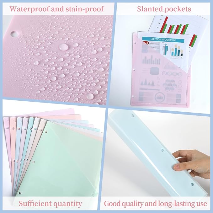 48 Pack Binder Pockets for 3 Ring Clear Pocket Divider Folders for 3 Hole - Image 3