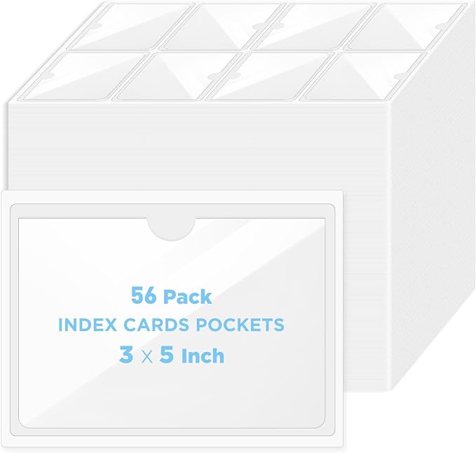56 Pack Clear Self-Adhesive Pockets, PVC Label Holders by Joyberg