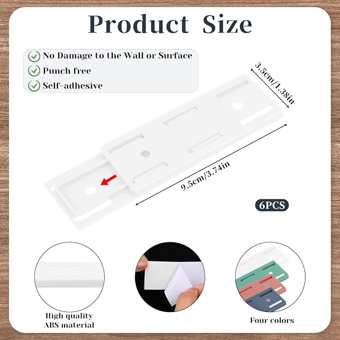 Giantree 6 Pack Self Adhesive Power Strip Holder, Power Strip Holder Desktop - Image 6