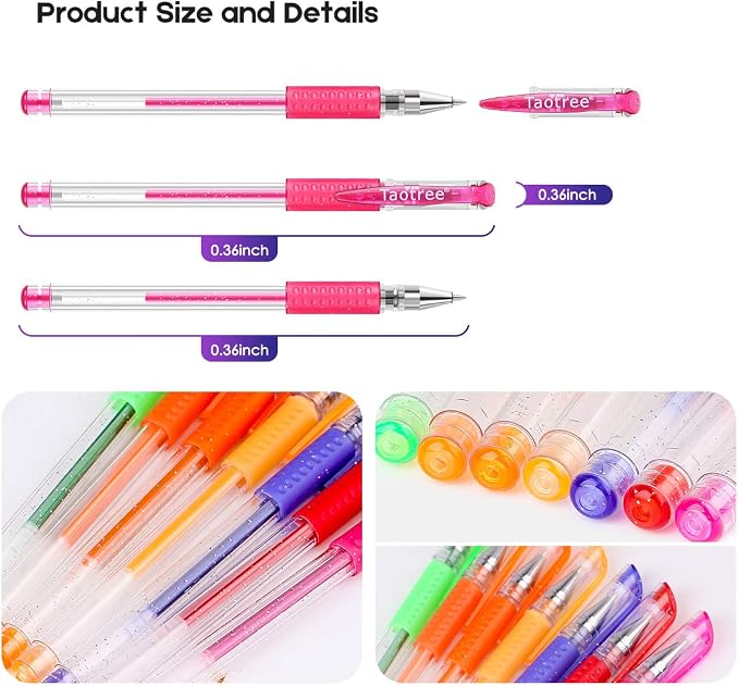 Taotree Glitter Gel Pens, 32 Colors Neon Glitter Pens, Colored Gel Markers | - Image 2