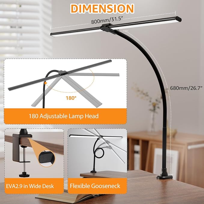 ShineTech LED Desk Lamp for Home Office, Ultra Bright Clamp Light - Image 9