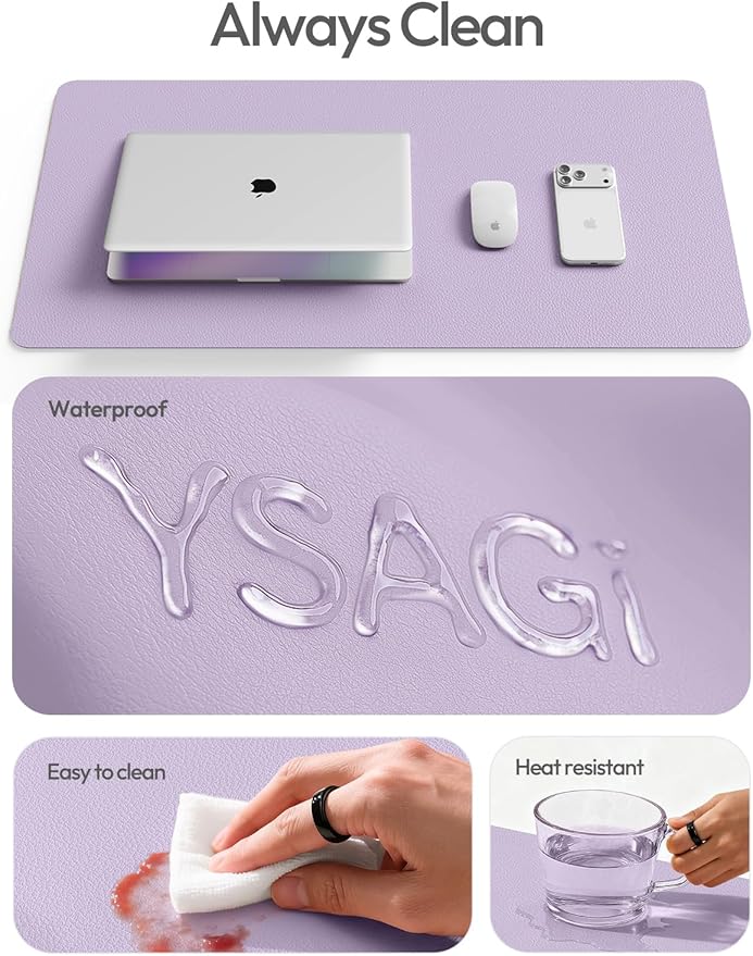YSAGi Leather Desk Protector, Office Mat, Large Mouse Mat, Non-Slip PU Leather - Image 9