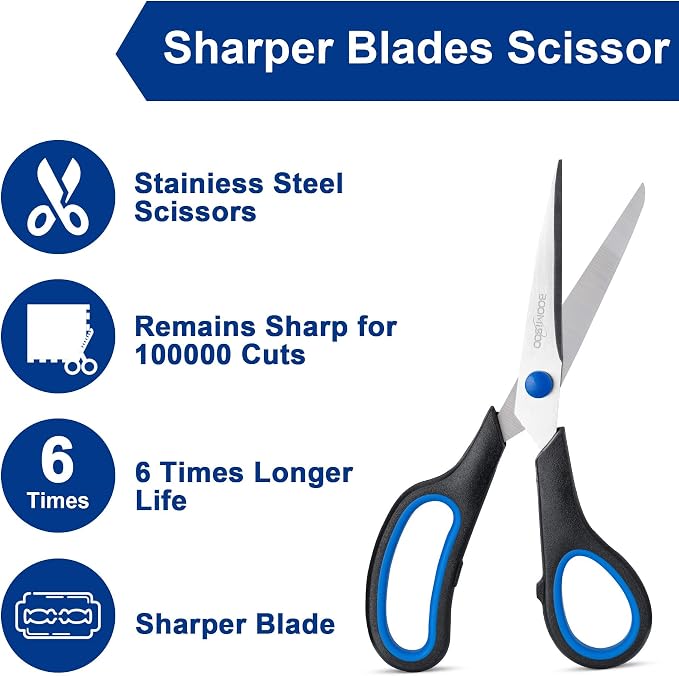 Scissors, BOOMIBOO 8" All Purpose 6 Pack - Image 4