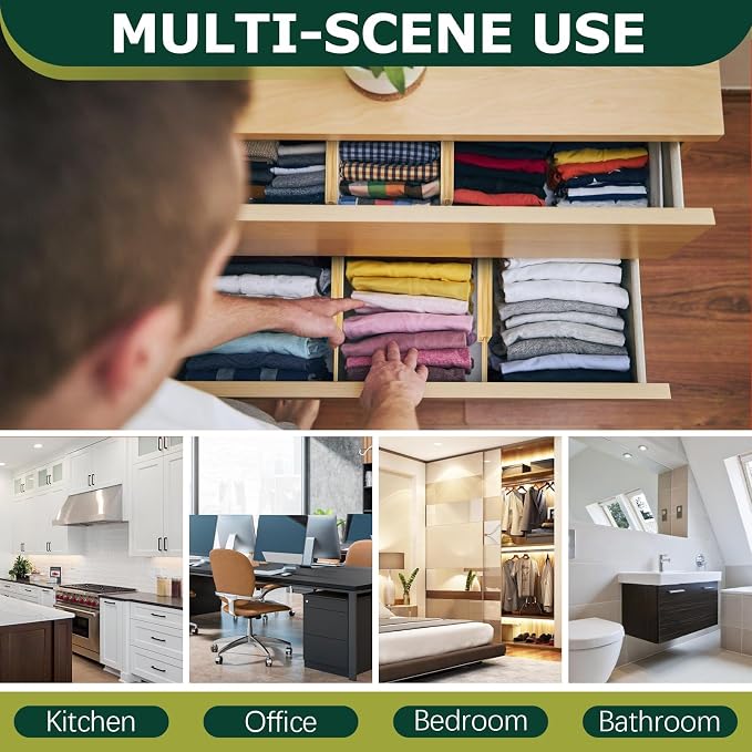 Lzerking Kitchen Drawer Dividers 6 Pack Bamboo Drawer | 17-22" Adjustable - Image 5