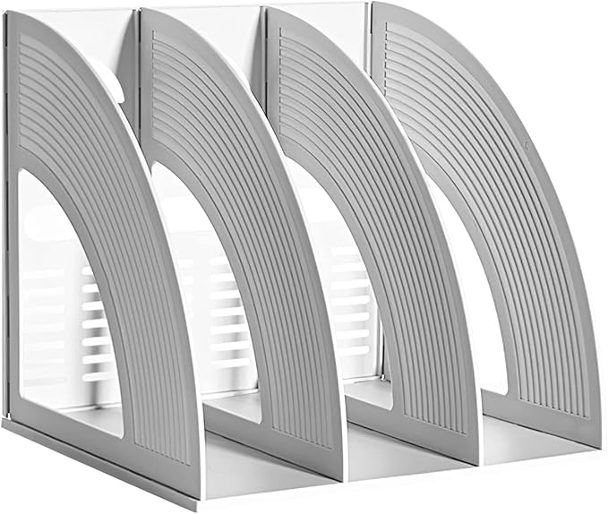 SAYEEC Magazine File Holders 3 Compartment Binder Stand Gray Magazine Storage by SAYEEC