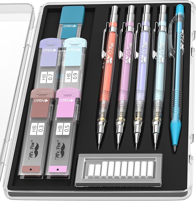 Mr. Pen- Pastel Mechanical Pencil Set, 5 Mechanical Pencils, 5 HB Lead Refills by MrPen