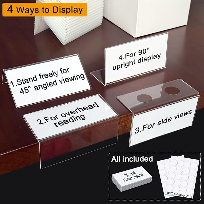 ChanQnTon L-Shape Acrylic Sign Holder, Price Tags, Food Labels - Image 2