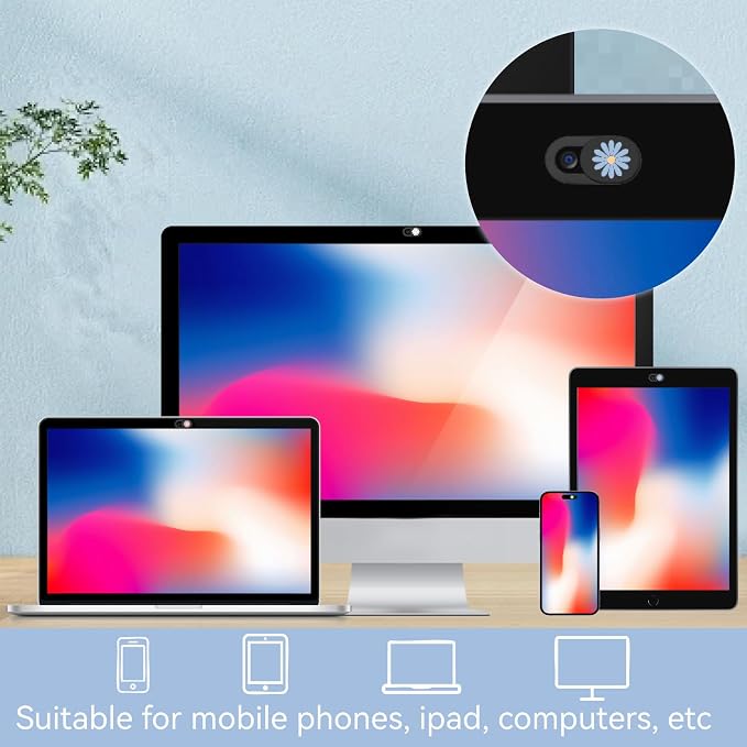 6Pcs Laptop Camera Covers Webcam Cover Slide Floral Daisy Pattern Privacy - Image 6