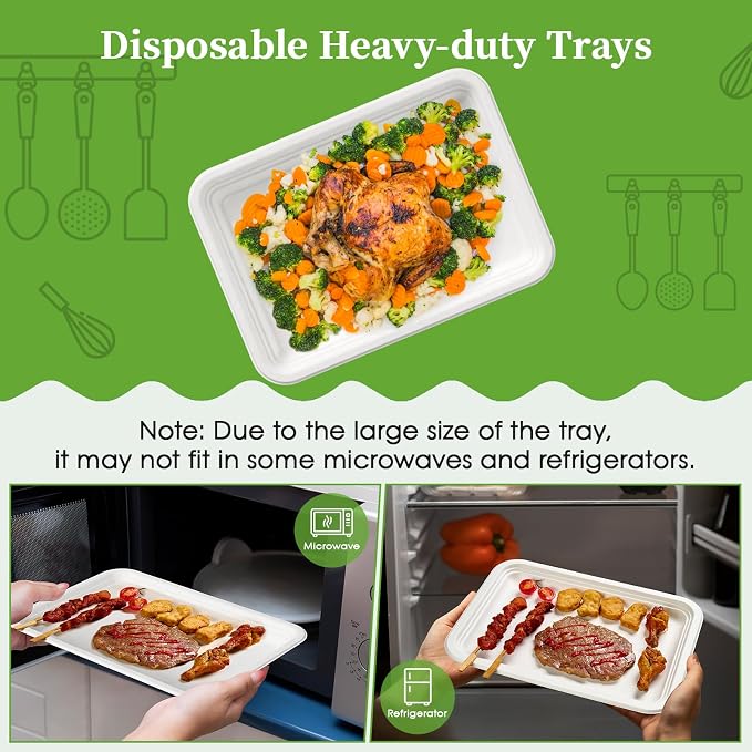 ECOLipak 100 Pack 14 Inch Disposable Food Crawfish Trays, Compostable Large - Image 4