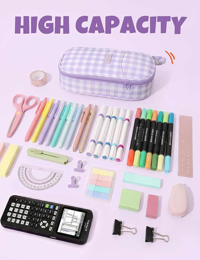 SUNEE Cute Pencil Case, Large Colored Pencil Pouch, Aesthetic Pen Bag - Image 2
