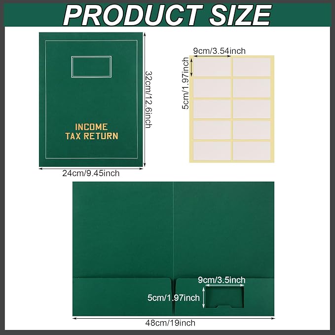 Kisston 25 Pcs Tax Return Folders Bulk 2 Pocket Gold Foil Stamped Income Tax - Image 2