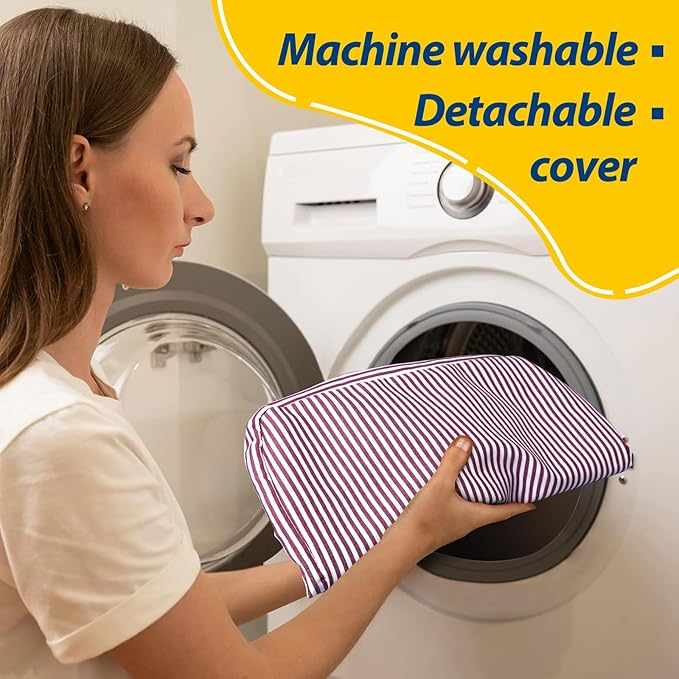 AAAAAcessories D-Shaped Chair Cushions, Machine-Washable Cover, Pinstripe Red - Image 4