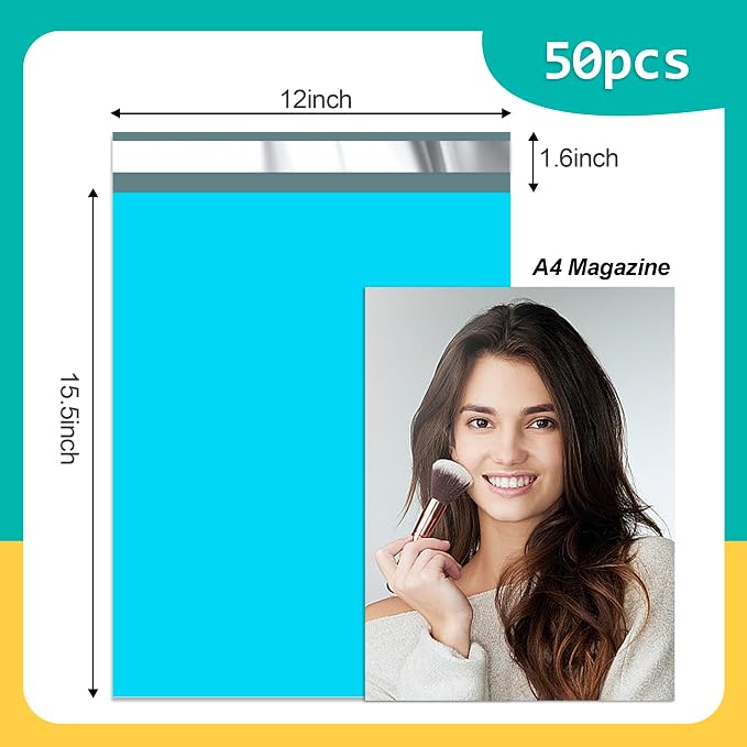 Poly Mailers 12x15.5 inch 50 Pcs, Waterproof and Tear-resistant Shipping Bags - Image 2