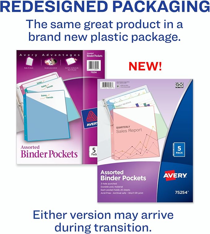 Avery Binder Pockets for 3 Ring Binders, for 8.5" x 11" Documents, Acid-Free - Image 2