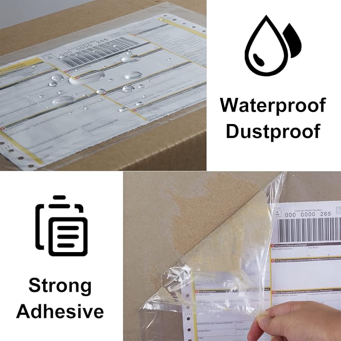 LabelMore 500 pcs 6" x 9" Clear Plastic Adhesive Packing List Envelope Mailing - Image 2
