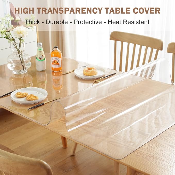 LovePads Clear Table Cover Protector, 17 x 54 Inch 2mm Thick Plastic Table Cover - Image 2