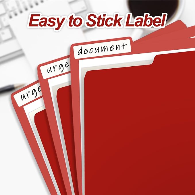 VZCPYTPM 100 Pack Red File Folder, 1/3-Cut Tabs, Paper File Folders Letter Size - Image 3