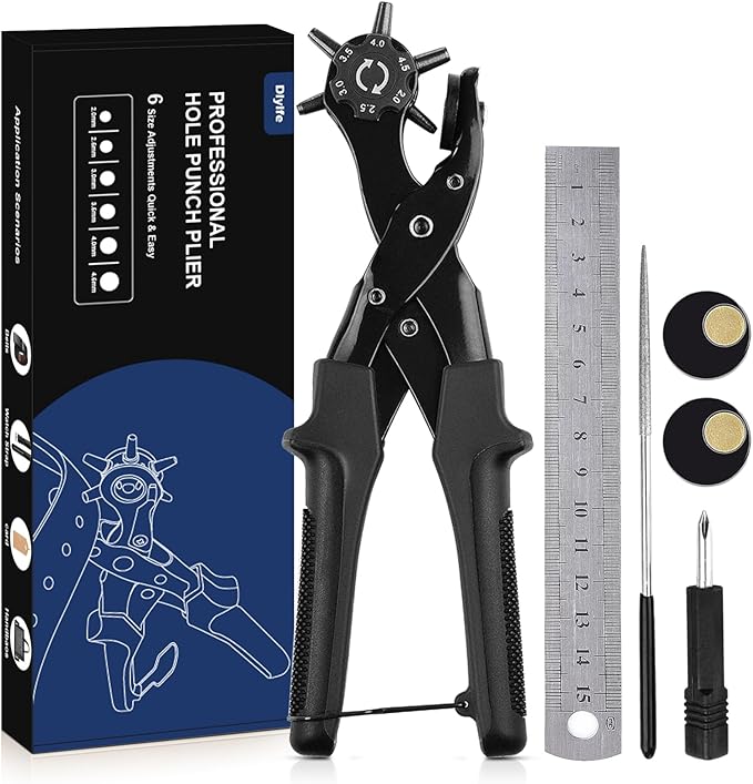 Diyife® Leather Hole Punch, Heavy Duty Belt Hole Punch, Revolving Punch Plier by Diyife