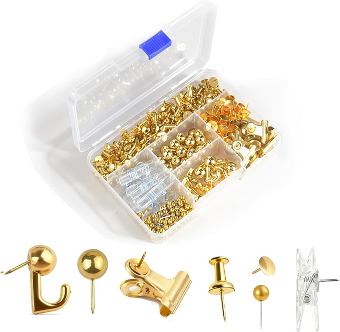 400 Pcs Gold Push Pins Set, 7 Styles Push pins, Pin Tacks, Decorative Thumb by Modpion