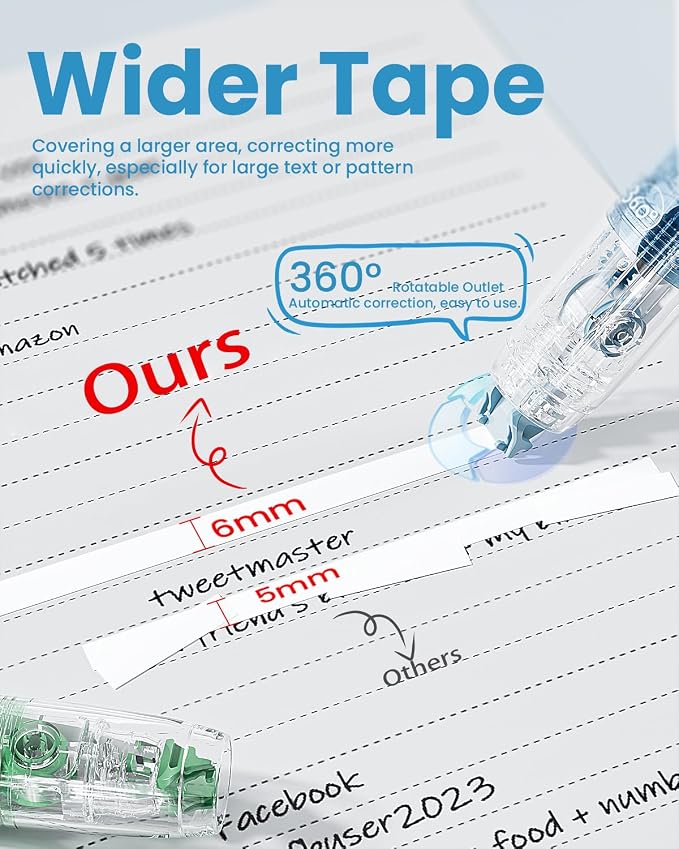 Four Candies 4 Pack Refillable Correction Tape, Pen Style, Quick Dry | - Image 2