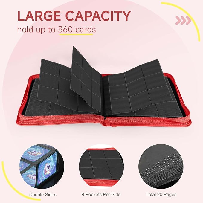 9 Pocket Card Binder, 360 Pockets Trading Card Binder, Double Sided Pocket - Image 4