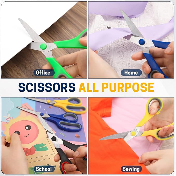 BURVAGY 8" Multipurpose Scissor Bulk 48 Pack, Comfort Grip Handles Ultra Sharp - Image 8