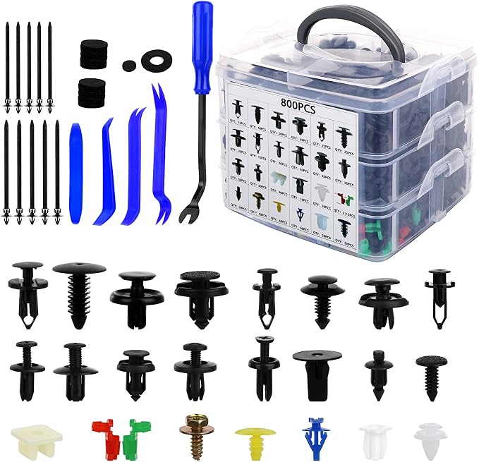 835 PCS Car Push Retainer Clips and Plastic Fasteners Kit by GLK