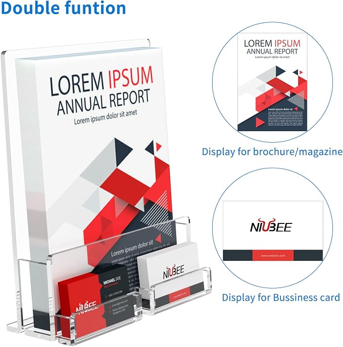 NIUBEE 2-Pack Acrylic Brochure Holder 8.5*11 inches, Plastic Flyer Display Stand - Image 3