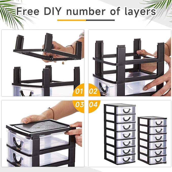 Thyle 2 Pcs Plastic Drawers Organizer Mini Organizer Stackable Plastic Clear - Image 4