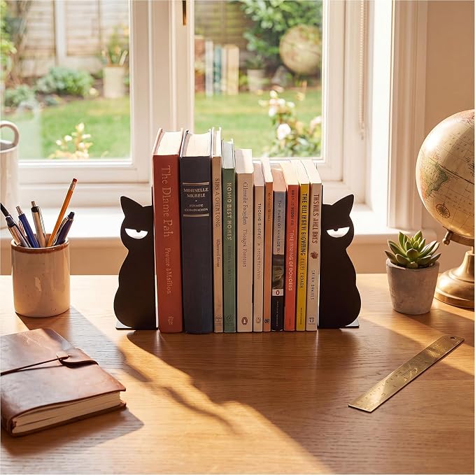 Geelin Angry Cat Bookends Set of 2 Sarcastic Metal Book Ends - Image 7