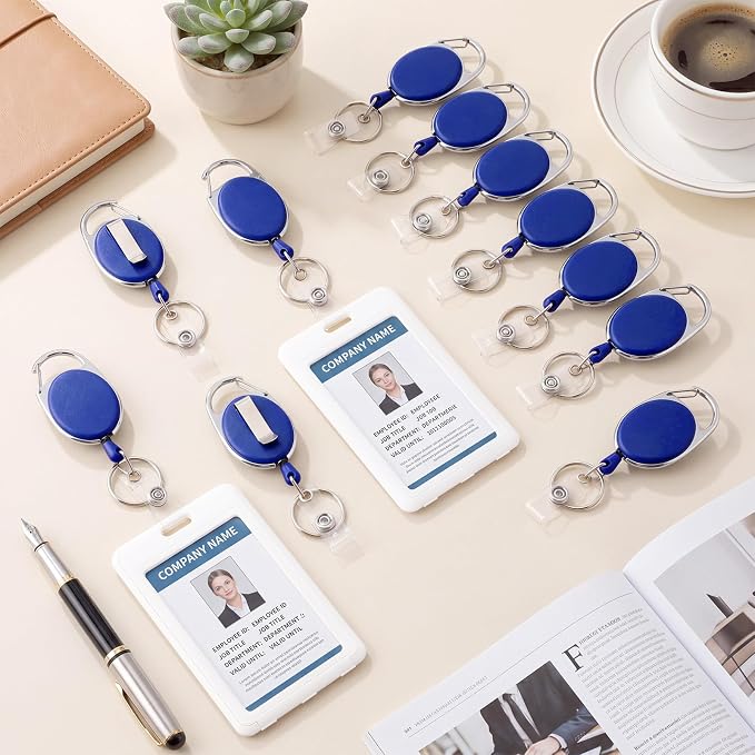 Laumoi 80 Pcs Retractable ID Badge Holder Name ID Badge Reel Clips Keychain - Image 5