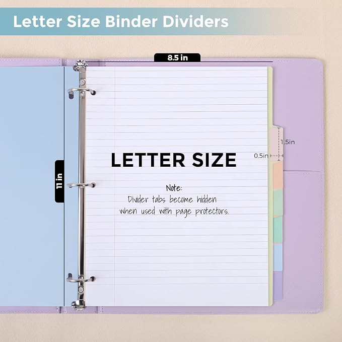 SKYDUE 8-Tab Binder Dividers for 3 Ring Binder, Letter Size, Durable Plastic - Image 3
