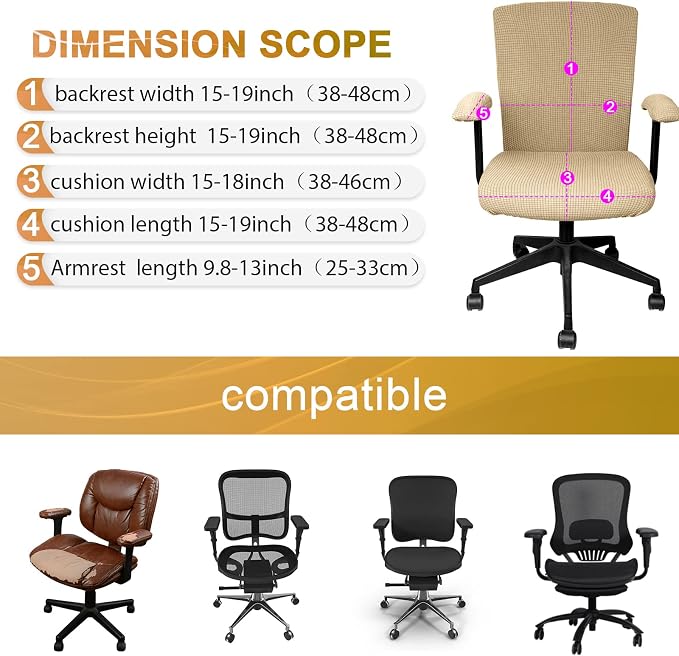 Tallew 4 Pcs Office Chair Covers Set Computer Universal Protective Stretchable - Image 2