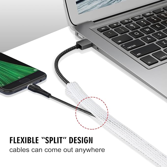 10ft - 1/2 inch Cable Sleeve Split Wire Loom Tubing - Image 3
