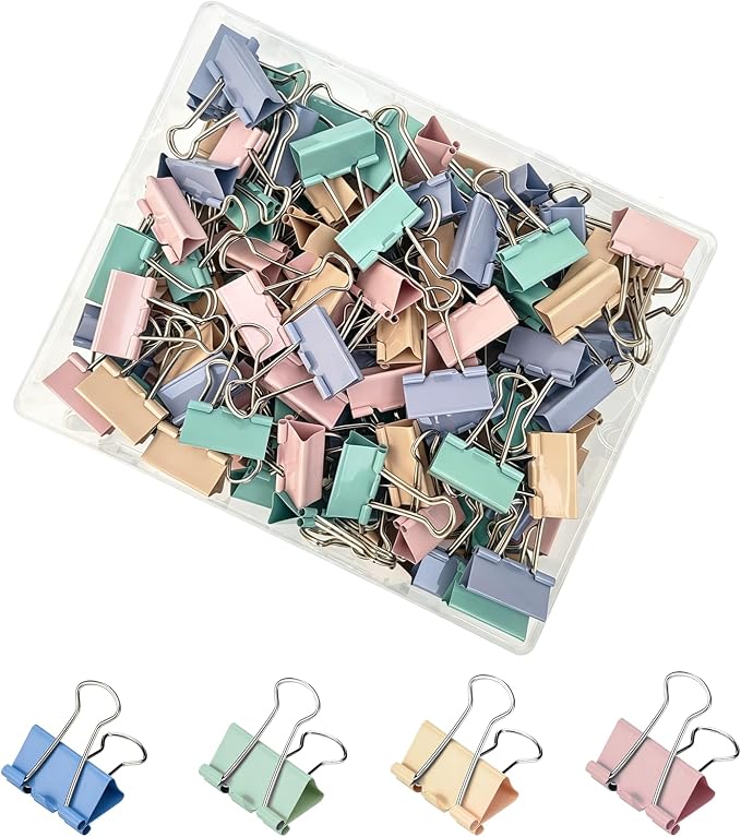 1.25 Inch/32mm Medium Size Colored Binder Clips, Paper Clamps by Unknown