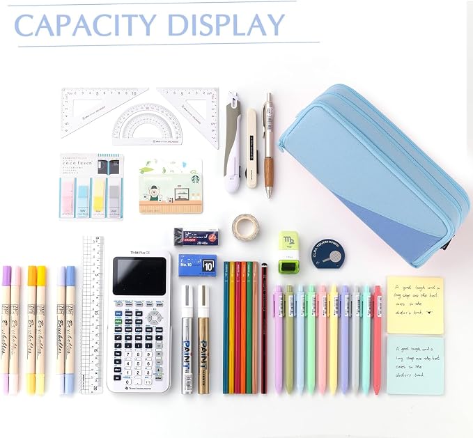 CICIMELON Big Capacity Pencil Case 3 Compartments Pen Pouch Bag Multifunctional - Image 5