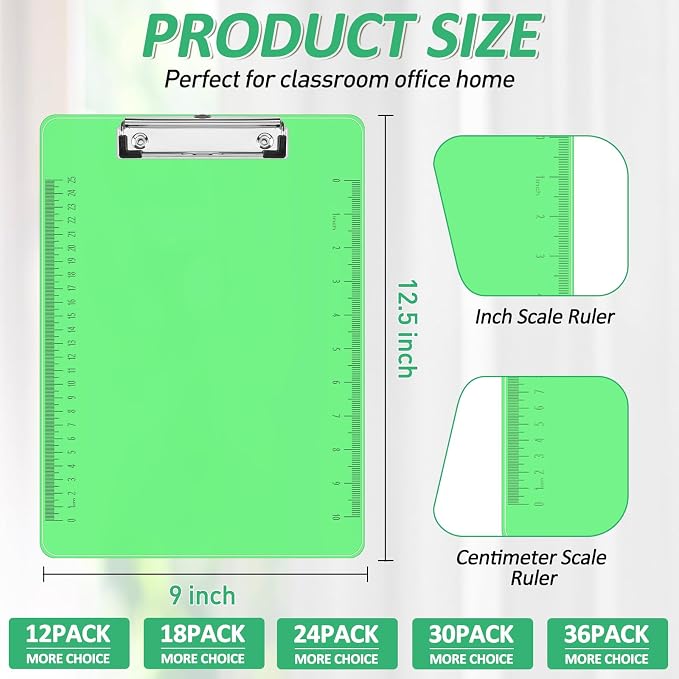 Plastic Clipboards, PANDRI 18 Pack Clear Colored Clipboards, Low Profile Clip - Image 2