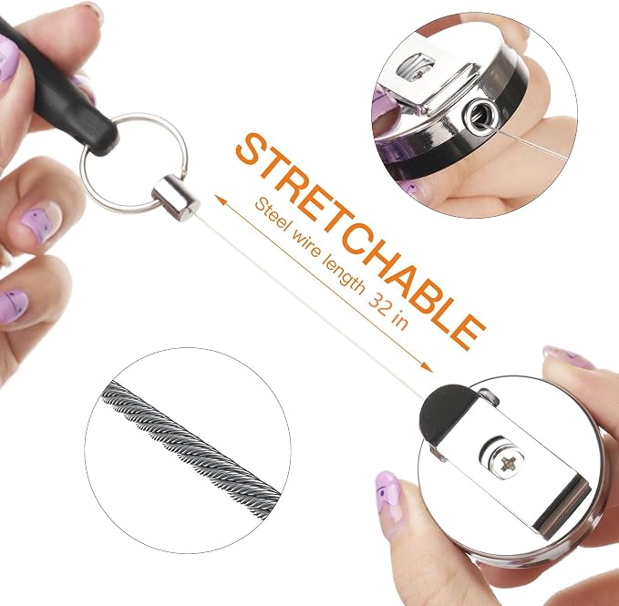 8 Pieces Heavy Duty Retractable Pull Pen Pencil Holder, Ideal Grip - Image 4