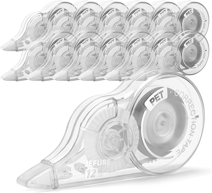 12 Pcs Correction Tape, 39.4 Ft White Wrong Out Tear-Resistant Bulk, Instant by JEFURE