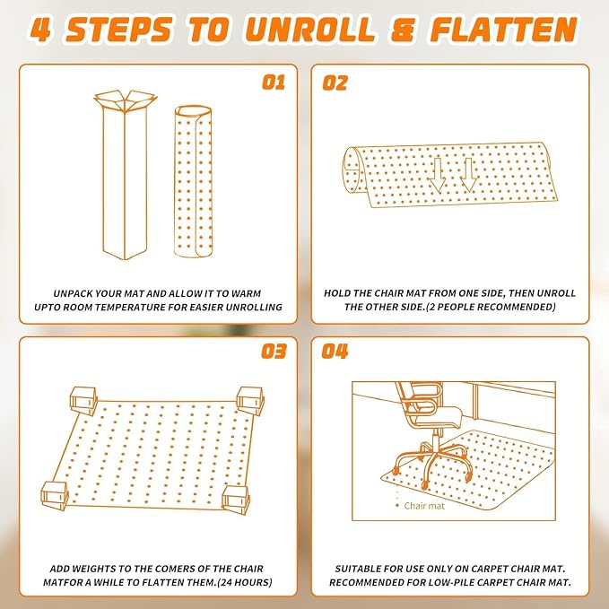 Office Chair Mat for Carpet Floors, Desk Mats 48"X36" for Rolling Desk on Low - Image 7