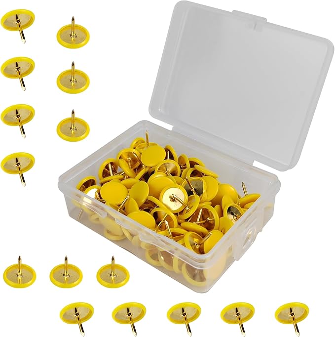 200 Pcs Thumb Tacks, Drawing Pins, Metal Flat Push Pins, Round Head Drawing Pins by FOHOLA