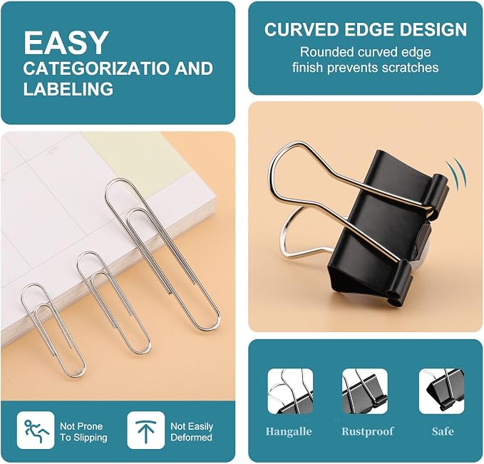 360 Pcs Paper Clips and Binder Clips Assorted Sizes, - Image 4