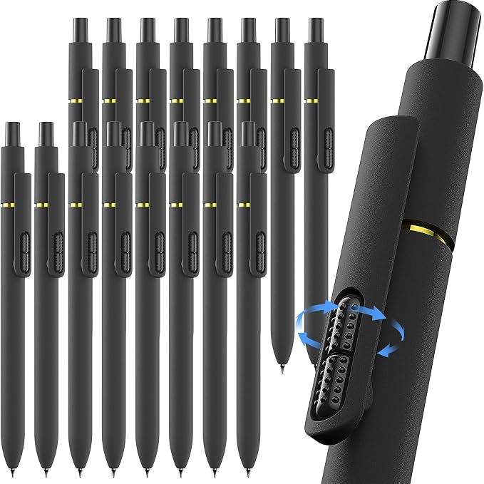 Hiacry 16 Pack Gel Pens, Quick-Dry Long Lasting Black Ink-0.7 MM Fine Point | by HIACRY