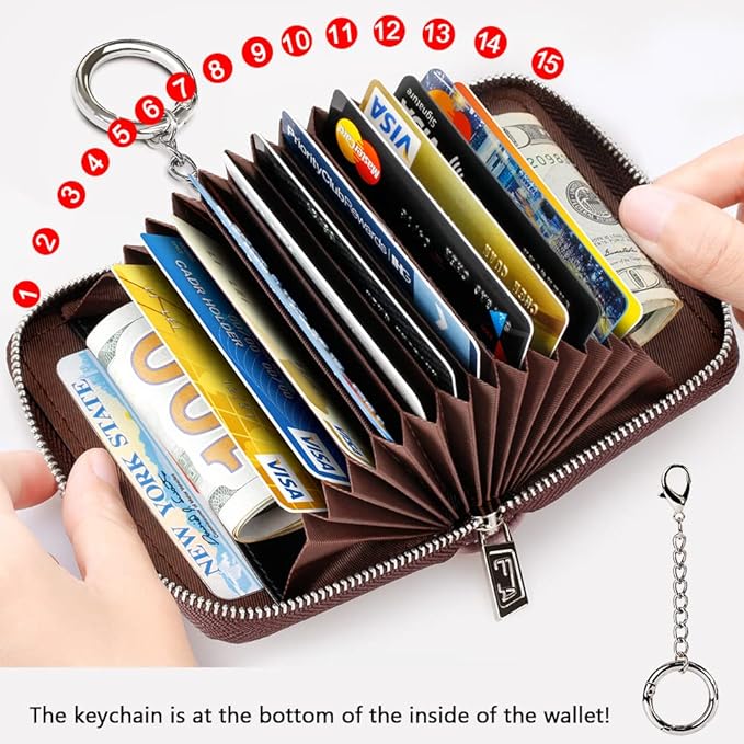 FurArt Zipper Wallet Women, RFID Blocking Credit Card Wallet, Business Card - Image 2